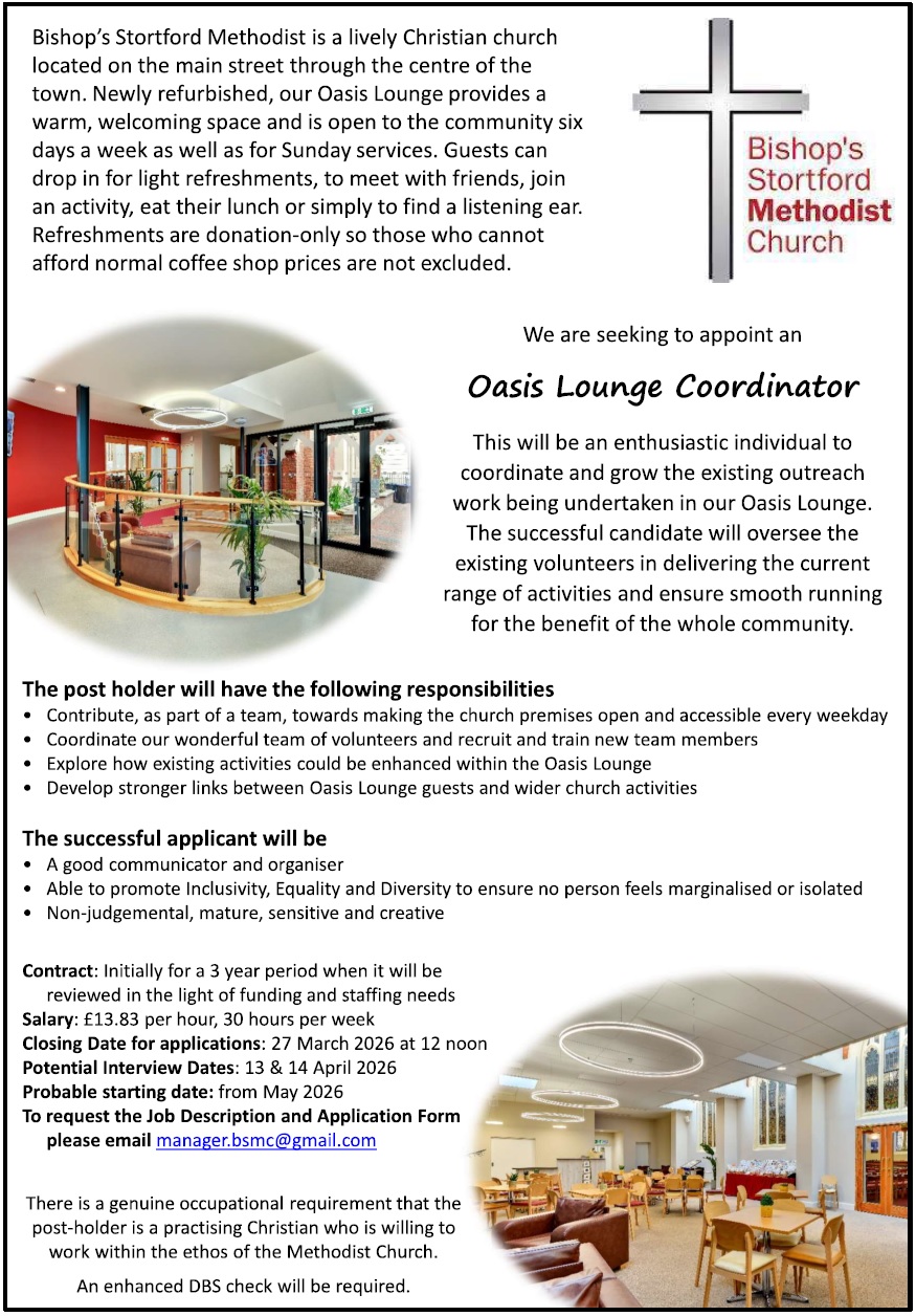 Oasis Loung Co-ordinator Mar26